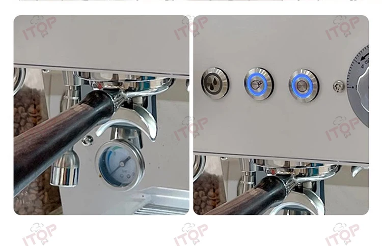 ITOP CM-KB Commercial Semi-Automatic Coffee Machine with Flat Burr Grinder Professional Espresso Machine 4-Hole Steam Milk Froth