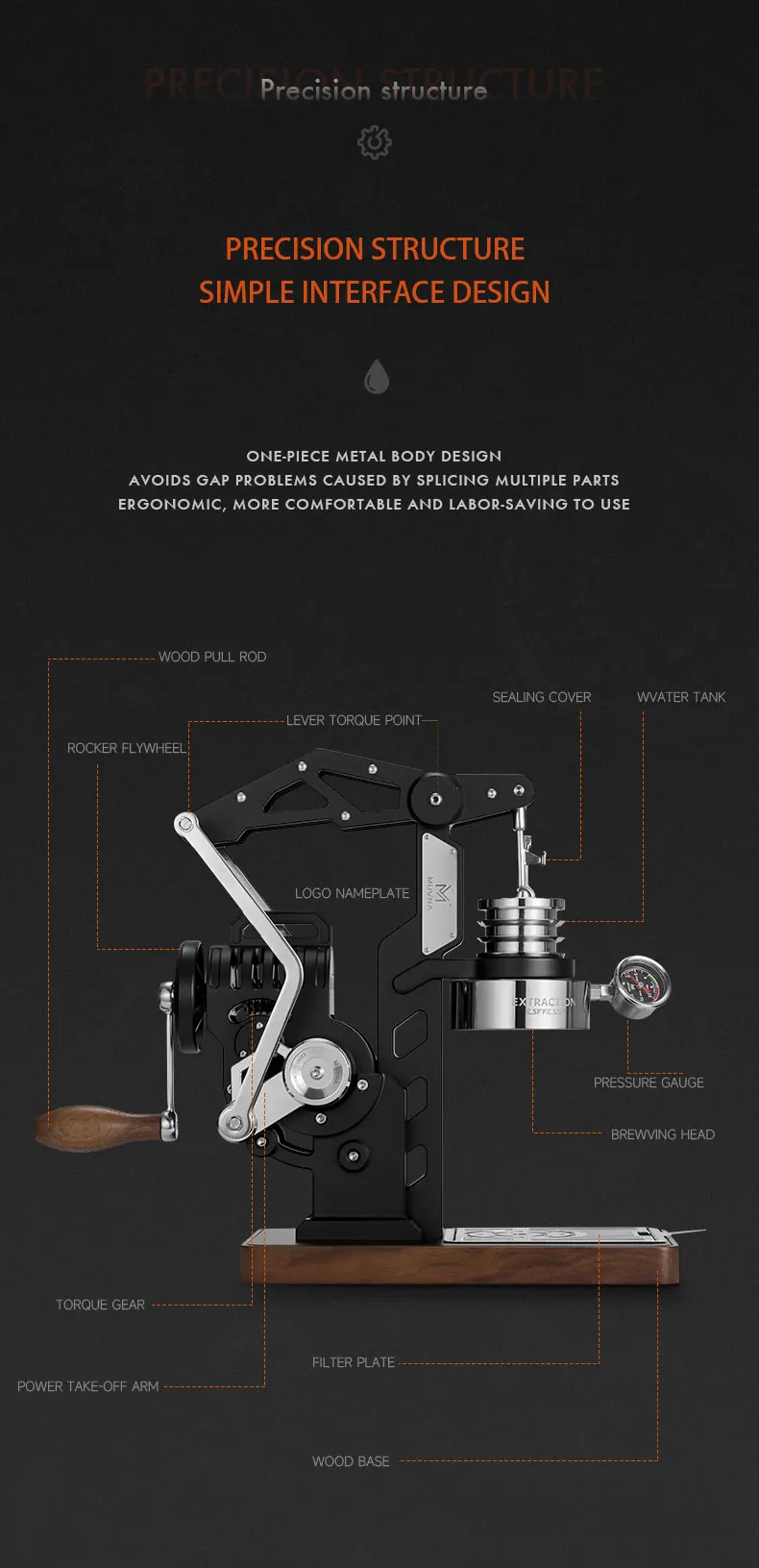 MUVNA E61 MACH Coffee Machine Semi Automatic Manual Coffee Machine Espresso Fully Mechanized Pressure Swing Extraction 58mm M8