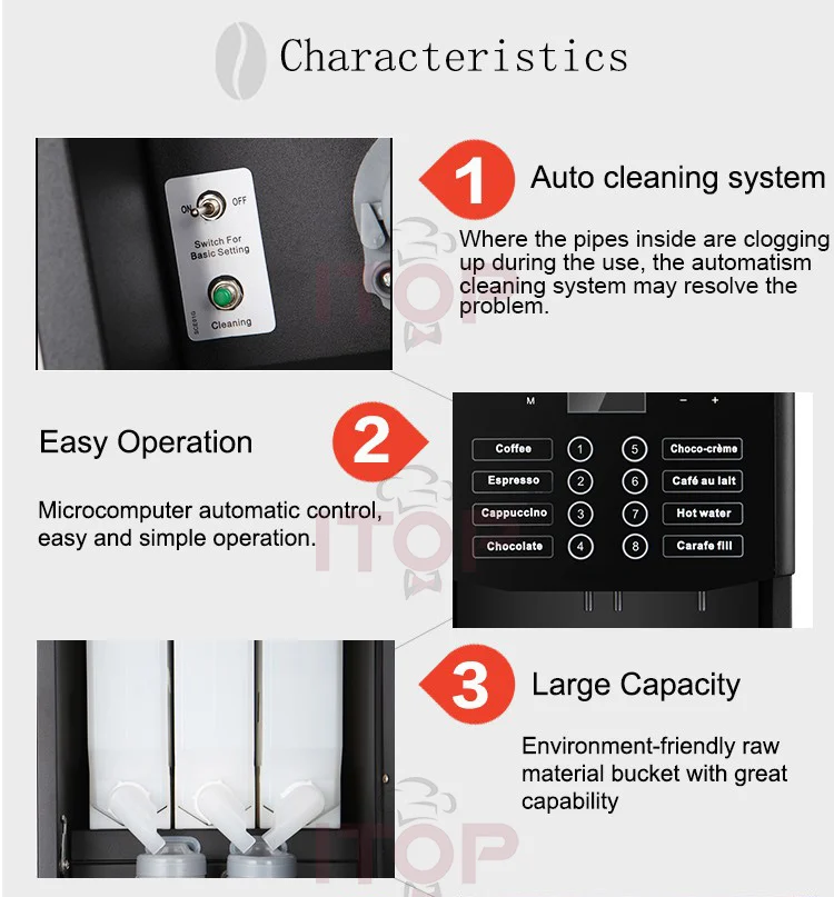 ITOP Commercial Instant Beverage Machine 7Hot Different Drinks Hot Water Flavor Adjustment Have CE Coffee Maker 220-240V