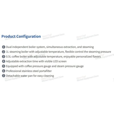 Home/Commerical Espresso Coffee Machine 0.5L+ 1L Boliers PID Temperture Control Connect External Water Source LED Screen 2400W - Image 5