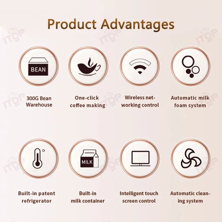 ITOP AC-T6 Fully Automatic Coffee Maker 11 Type Fancy Coffee Electronic Refrigerated Milk Tank Latte Espresso Coffee Machine