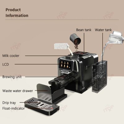 ITOP AC-T6 Fully Automatic Coffee Maker 11 Type Fancy Coffee Electronic Refrigerated Milk Tank Latte Espresso Coffee Machine - Image 6