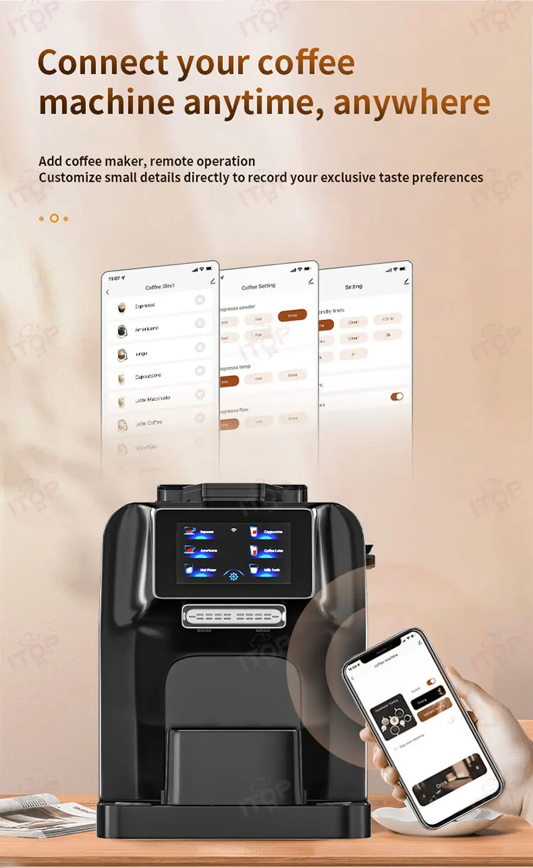 ITOP AC-T6 Fully Automatic Coffee Maker 11 Type Fancy Coffee Electronic Refrigerated Milk Tank Latte Espresso Coffee Machine