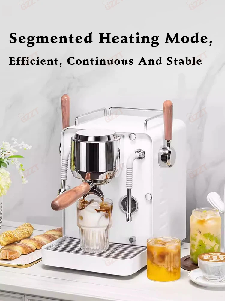 GZZT Mini Commercial Coffee Machine Semi-automatic Espresso Maker 2 Pump 2 Boiler Extract Coffee and Milk Foam at the same time