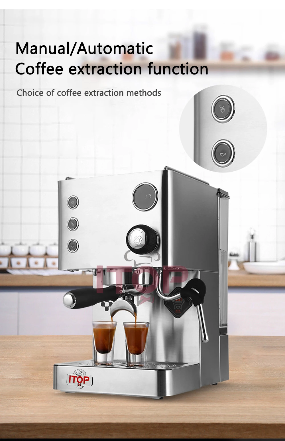 ITOP CRM3007G Espresso Coffee Machine Maker Pre-infusion Automatic Coffee with OPV Valve PID Technical Control Cappuccino Latte