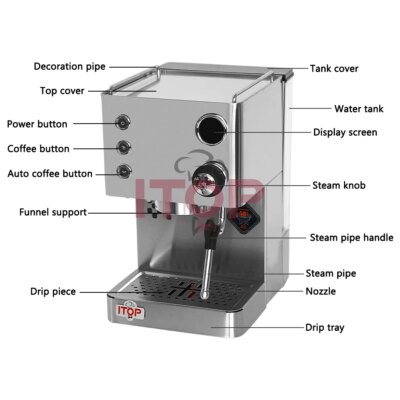ITOP CRM3007G Espresso Coffee Machine Maker Pre-infusion Automatic Coffee with OPV Valve PID Technical Control Cappuccino Latte - Image 5