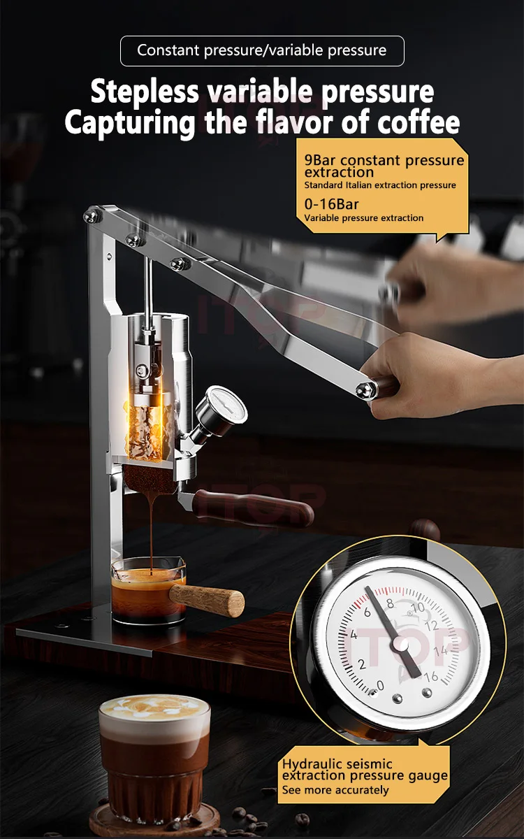 ITOP IT-HPEM-2-P Hand Press Coffee Maker With PID Temperature Control 9 Bar Constant/Variable Pressure Lever Espresso Coffee NEW