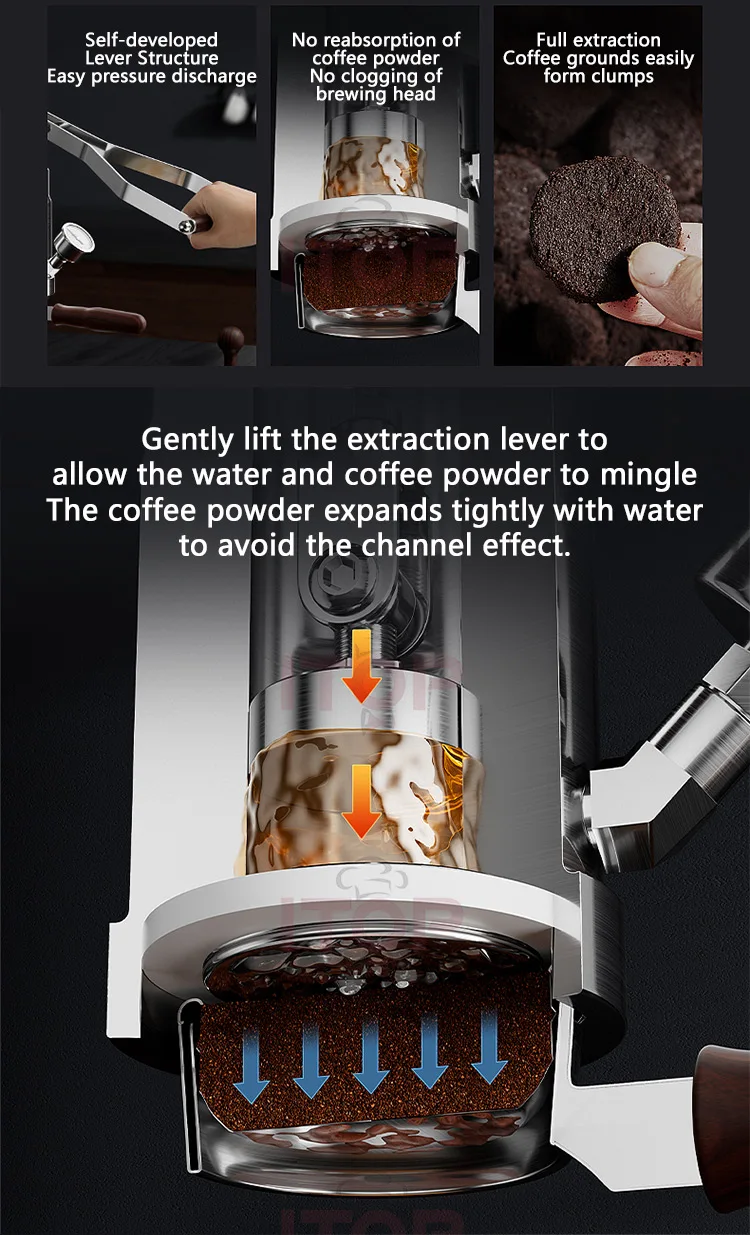 ITOP IT-HPEM-2-P Hand Press Coffee Maker With PID Temperature Control 9 Bar Constant/Variable Pressure Lever Espresso Coffee NEW