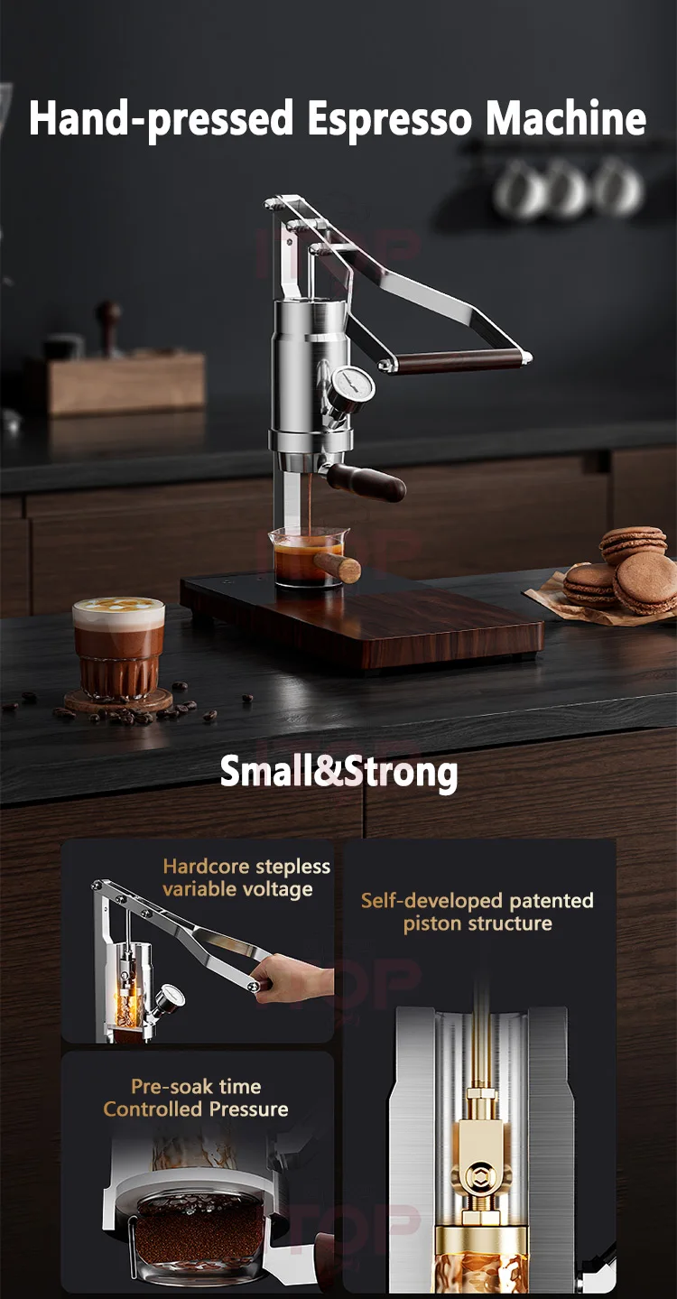 ITOP IT-HPEM-2-P Hand Press Coffee Maker With PID Temperature Control 9 Bar Constant/Variable Pressure Lever Espresso Coffee NEW