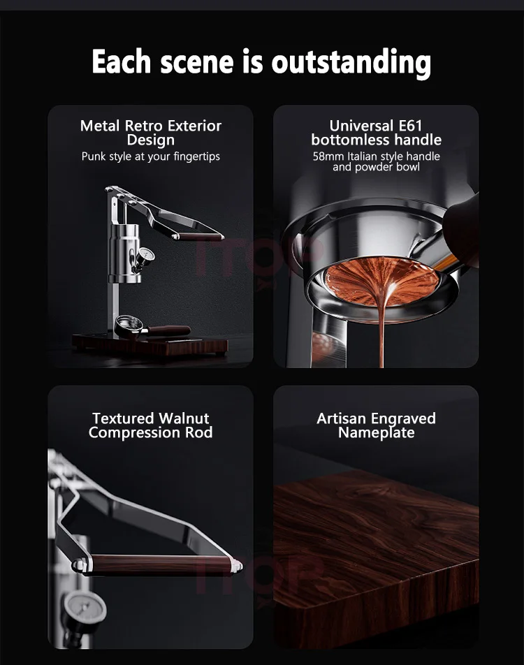 ITOP IT-HPEM-2-P Hand Press Coffee Maker With PID Temperature Control 9 Bar Constant/Variable Pressure Lever Espresso Coffee NEW
