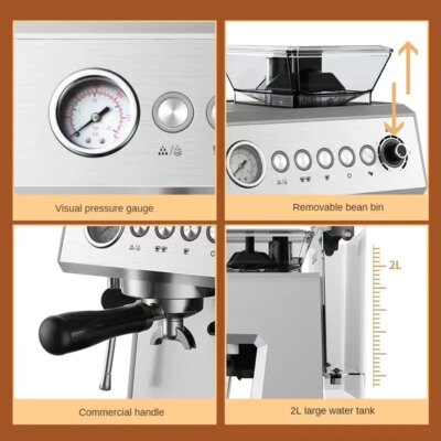 Integrated Grinder Coffee Machine Fully Automatic Espresso Coffee Machine Steam Milk Frothing Machine Italian-style Coffee Maker - Image 3