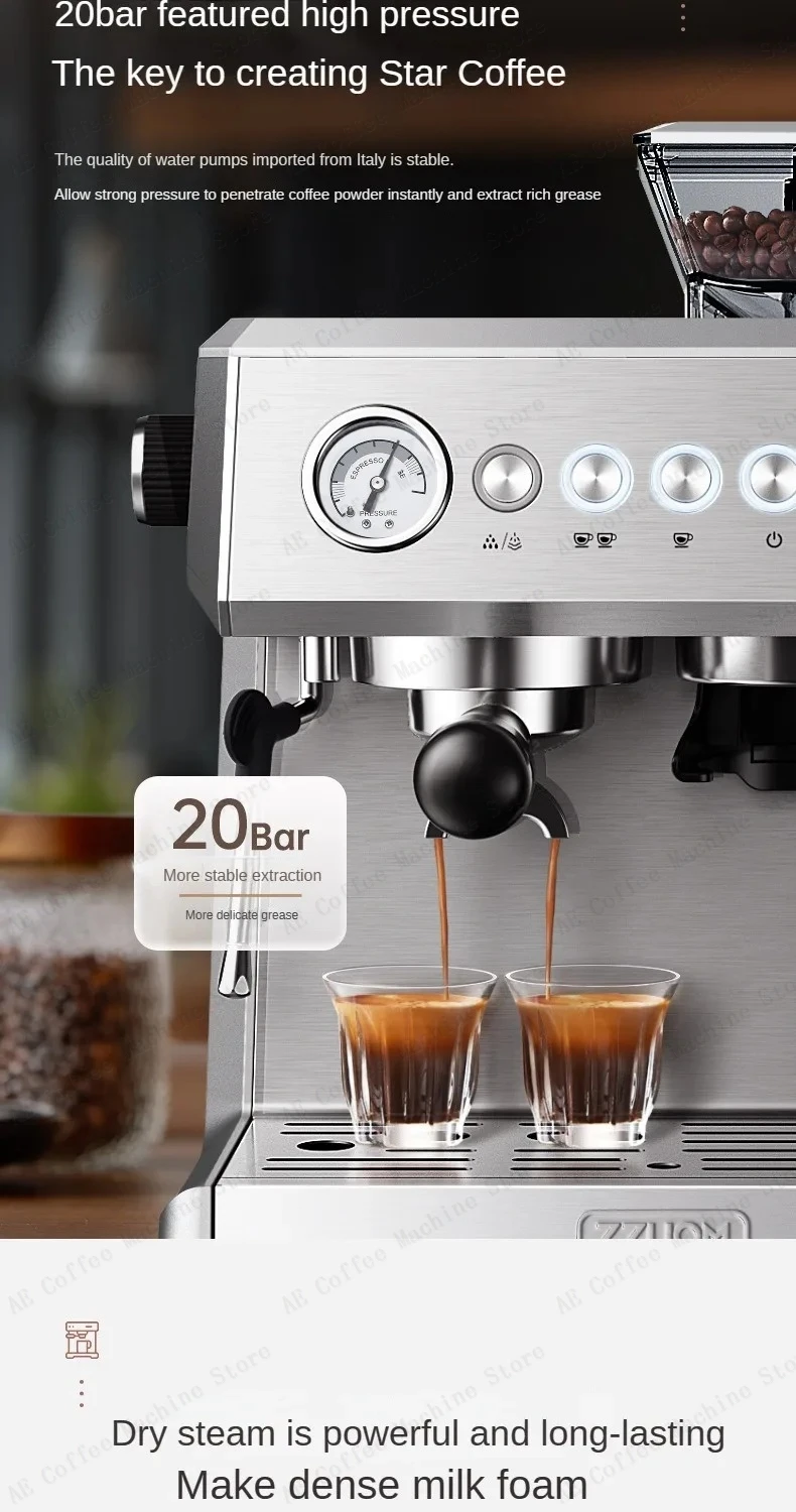 Integrated Grinder Coffee Machine Fully Automatic Espresso Coffee Machine Steam Milk Frothing Machine Italian-style Coffee Maker Integrated Grinder Coffee Machine Fully Automatic Espresso Coffee Machine Steam Milk Frothing Machine Italian-style Coffee Maker
