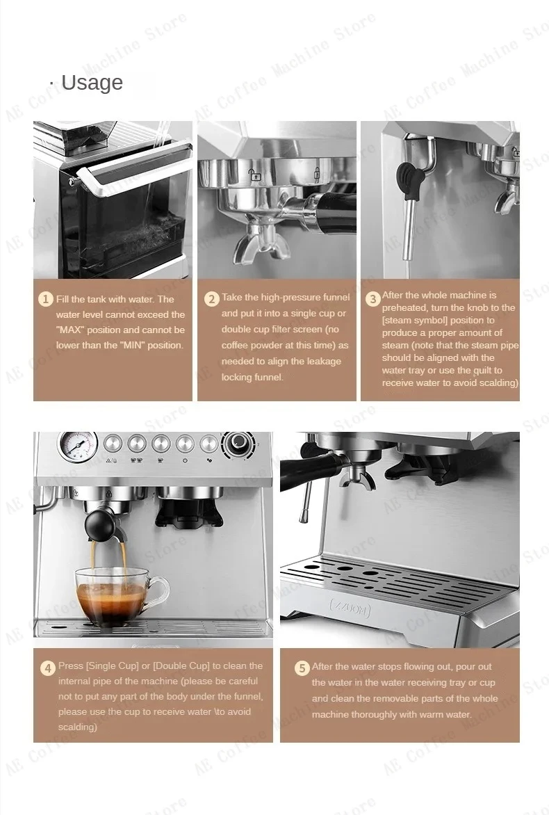 Integrated Grinder Coffee Machine Fully Automatic Espresso Coffee Machine Steam Milk Frothing Machine Italian-style Coffee Maker Integrated Grinder Coffee Machine Fully Automatic Espresso Coffee Machine Steam Milk Frothing Machine Italian-style Coffee Maker