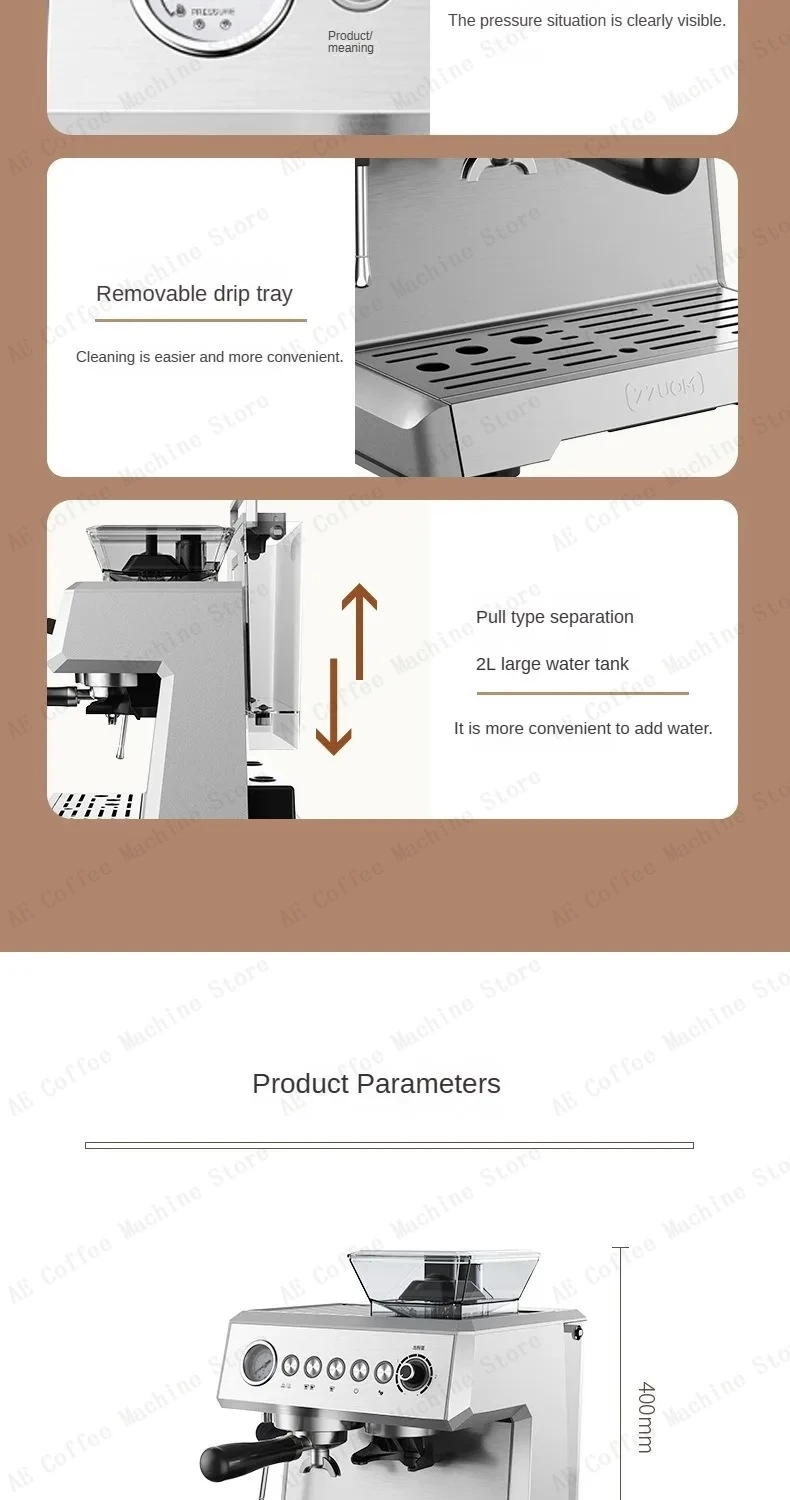 Integrated Grinder Coffee Machine Fully Automatic Espresso Coffee Machine Steam Milk Frothing Machine Italian-style Coffee Maker Integrated Grinder Coffee Machine Fully Automatic Espresso Coffee Machine Steam Milk Frothing Machine Italian-style Coffee Maker