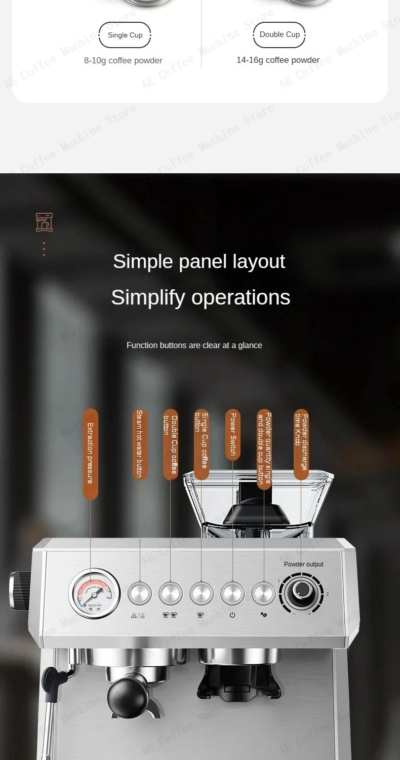 Integrated Grinder Coffee Machine Fully Automatic Espresso Coffee Machine Steam Milk Frothing Machine Italian-style Coffee Maker Integrated Grinder Coffee Machine Fully Automatic Espresso Coffee Machine Steam Milk Frothing Machine Italian-style Coffee Maker