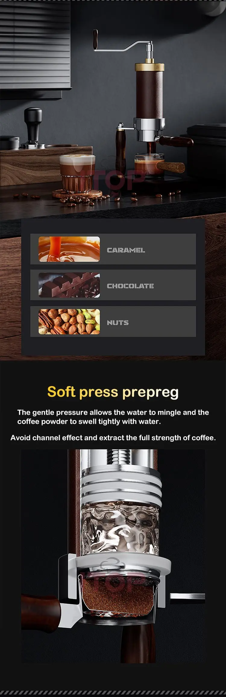 ITOP CM-HP Manual Spinning Espresso Maker Manual Pneumatic Air Pressure Integrated Coffee Machine or Electric Heating Type Maker