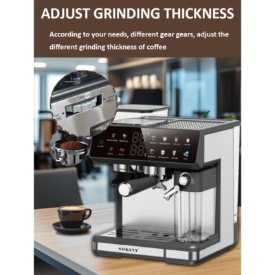 Espresso and Cappuccino Coffee Machine - 20 Bar Double Boiler Latte Coffee Maker, 4 in 1 Multifunction with LED Touch Controls - Image 4