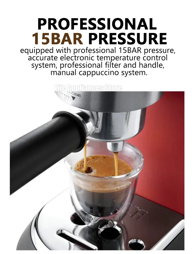 Delonghi Semi-automatic Espresso Machine 15Bar Household Coffee Maker 1-2 Cups Coffee Milk Foam Machine EC685