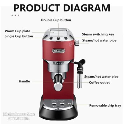 Delonghi Semi-automatic Espresso Machine 15Bar Household Coffee Maker 1-2 Cups Coffee Milk Foam Machine EC685 - Image 6