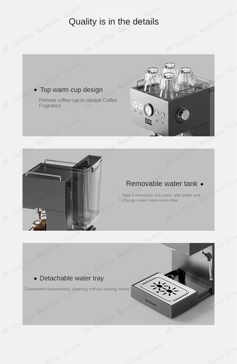 Small commercial coffee machine Simple control panel Italian semi-automatic coffee machine Can make milk foam Latte Americano Small commercial coffee machine Simple control panel Italian semi-automatic coffee machine Can make milk foam Latte Americano