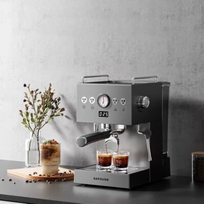 Small commercial coffee machine Simple control panel Italian semi-automatic coffee machine Can make milk foam Latte Americano - Image 5