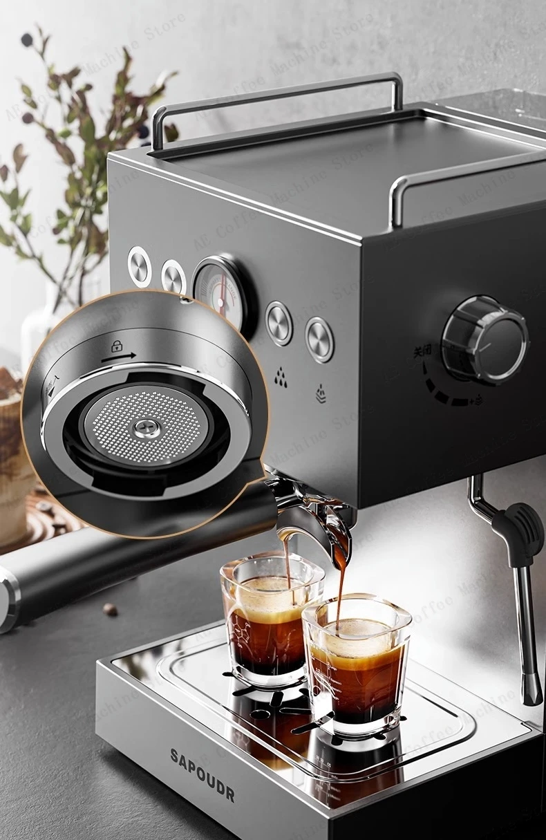Small commercial coffee machine Simple control panel Italian semi-automatic coffee machine Can make milk foam Latte Americano Small commercial coffee machine Simple control panel Italian semi-automatic coffee machine Can make milk foam Latte Americano