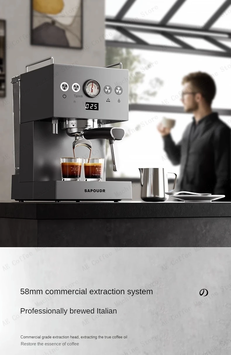 Small commercial coffee machine Simple control panel Italian semi-automatic coffee machine Can make milk foam Latte Americano Small commercial coffee machine Simple control panel Italian semi-automatic coffee machine Can make milk foam Latte Americano