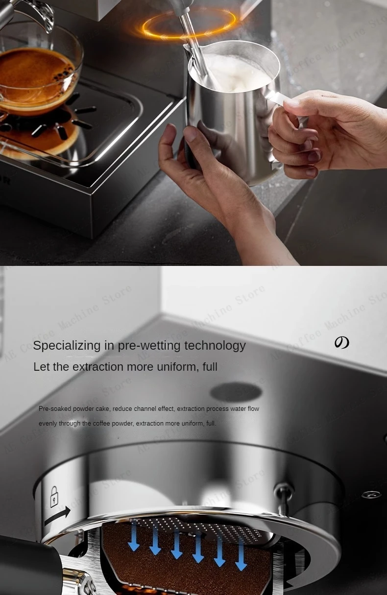Small commercial coffee machine Simple control panel Italian semi-automatic coffee machine Can make milk foam Latte Americano Small commercial coffee machine Simple control panel Italian semi-automatic coffee machine Can make milk foam Latte Americano