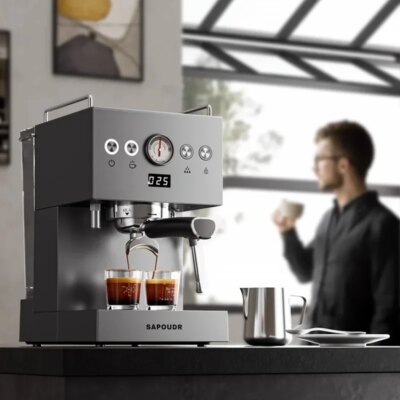 Small commercial coffee machine Simple control panel Italian semi-automatic coffee machine Can make milk foam Latte Americano - Image 2
