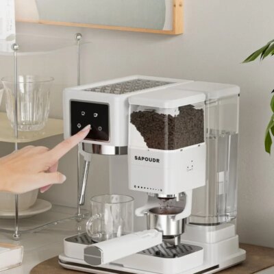 Italian Fully Semi-automatic Coffee Machine Small Home Espresso Machine Milk Froth Grinder All-in-one Coffee Machine Latte - Image 2