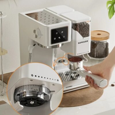 Italian Fully Semi-automatic Coffee Machine Small Home Espresso Machine Milk Froth Grinder All-in-one Coffee Machine Latte - Image 3