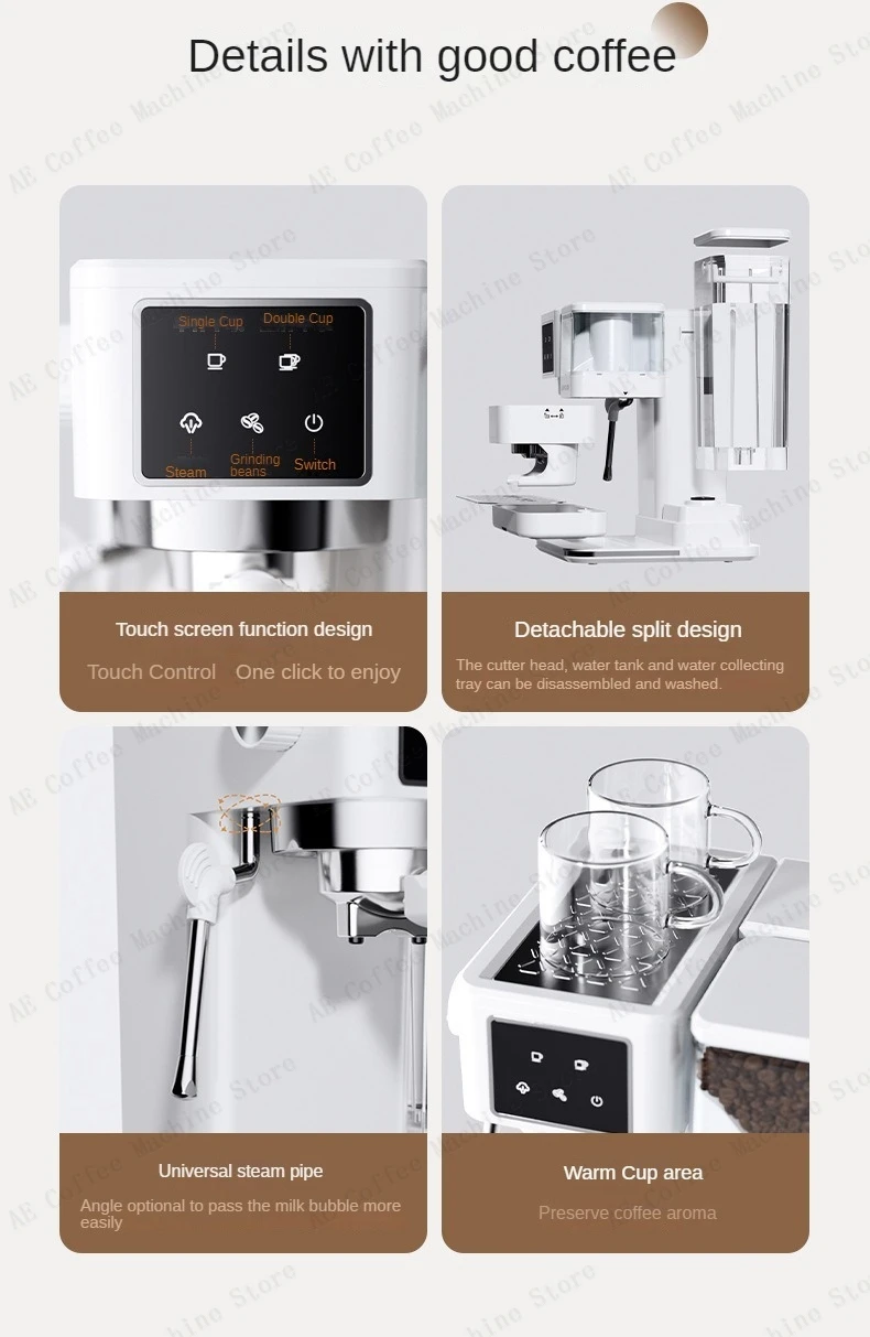 Italian Fully Semi-automatic Coffee Machine Small Home Espresso Machine Milk Froth Grinder All-in-one Coffee Machine Latte Italian Fully Semi-automatic Coffee Machine Small Home Espresso Machine Milk Froth Grinder All-in-one Coffee Machine Latte