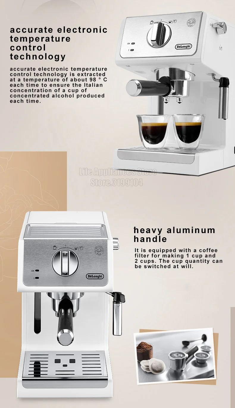 Delonghi Coffee Maker Household Espresso Machine 15BAR American Coffee Milk Foam Semi-automatic Pumping Coffee Machine 220V Delonghi Coffee Maker Household Espresso Machine 15BAR American Coffee Milk Foam Semi-automatic Pumping Coffee Machine 220V