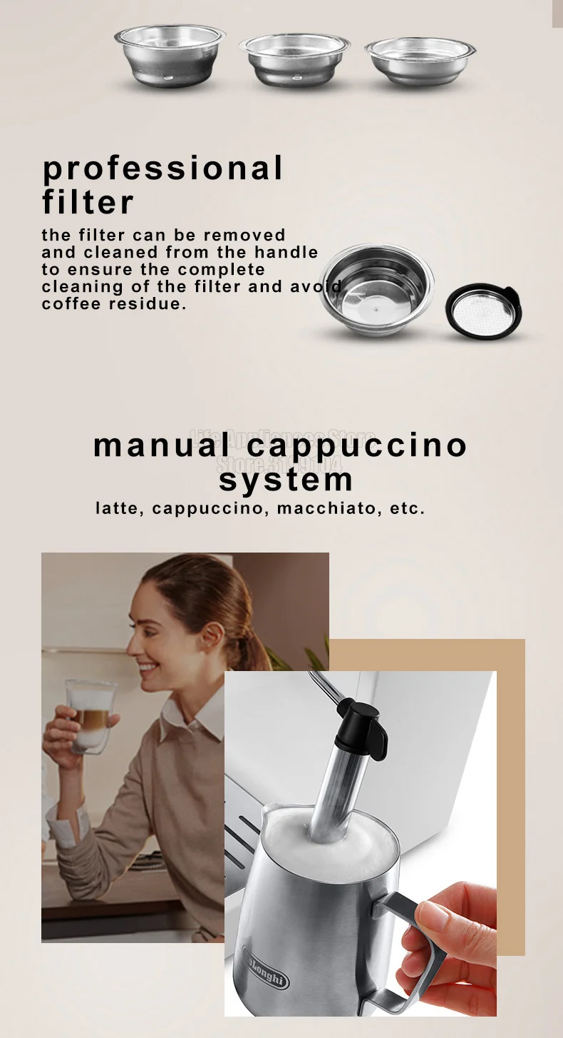 Delonghi Coffee Maker Household Espresso Machine 15BAR American Coffee Milk Foam Semi-automatic Pumping Coffee Machine 220V Delonghi Coffee Maker Household Espresso Machine 15BAR American Coffee Milk Foam Semi-automatic Pumping Coffee Machine 220V