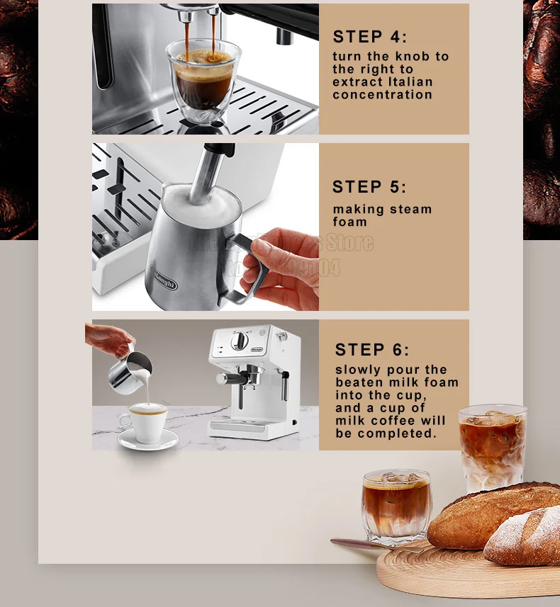 Delonghi Coffee Maker Household Espresso Machine 15BAR American Coffee Milk Foam Semi-automatic Pumping Coffee Machine 220V Delonghi Coffee Maker Household Espresso Machine 15BAR American Coffee Milk Foam Semi-automatic Pumping Coffee Machine 220V