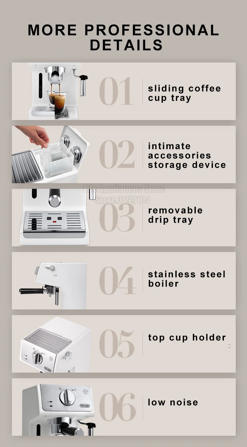 Delonghi Coffee Maker Household Espresso Machine 15BAR American Coffee Milk Foam Semi-automatic Pumping Coffee Machine 220V Delonghi Coffee Maker Household Espresso Machine 15BAR American Coffee Milk Foam Semi-automatic Pumping Coffee Machine 220V