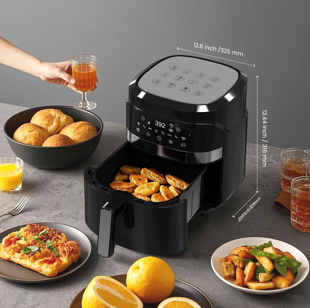 Sejoy Electric Air Fryer Without Oil 5.5L 1500W Digital Energy-Saving Electric Oven with Timer 8 Preset Menus for Family Cooking