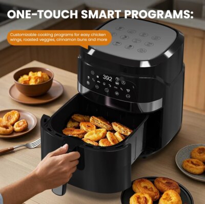 Sejoy Electric Air Fryer Without Oil 5.5L 1500W Digital Energy-Saving Electric Oven with Timer 8 Preset Menus for Family Cooking - Image 3