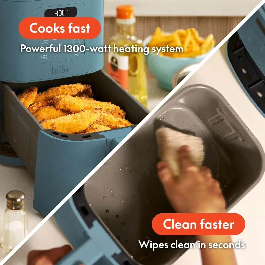 4Qt Slim Air Fryer, Fits-anywhere™ Kitchenware, EverGood™ Ceramic Nonstick Coating, Adjustable Temperature, 6 Preset Cooki