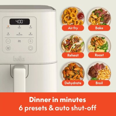 4Qt Slim Air Fryer, Fits-anywhere™ Kitchenware, EverGood™ Ceramic Nonstick Coating, Adjustable Temperature, 6 Preset Cooki - Image 5