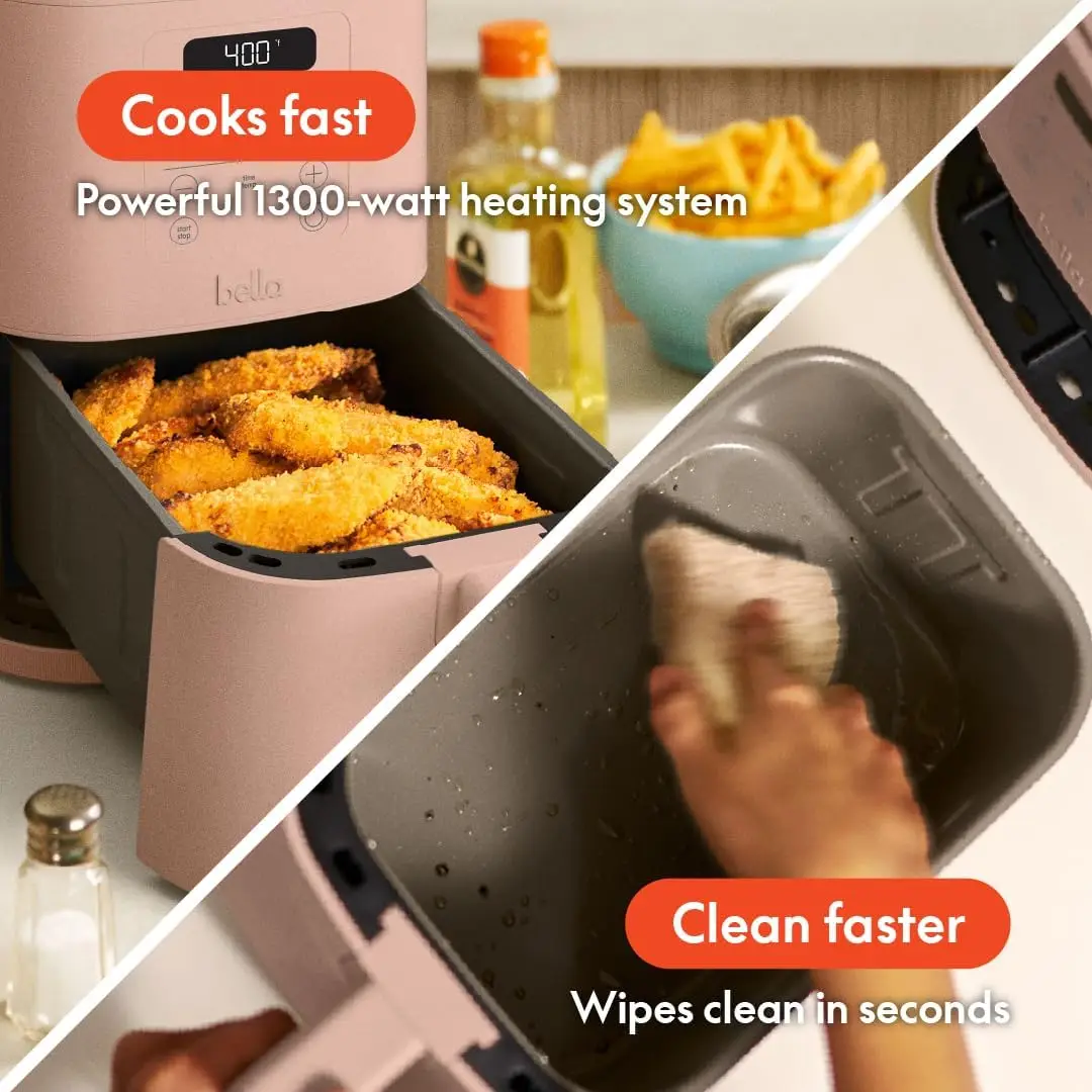 4Qt Slim Air Fryer, Fits-anywhere™ Kitchenware, EverGood™ Ceramic Nonstick Coating, Adjustable Temperature, 6 Preset Cooki