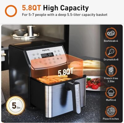1700W Air Fryer Detachable Double Basket 5.8 QT 13-in-1 Presets LED Touchscreen Toaster Oven Healthy Cooking Kitchen Appliance - Image 6
