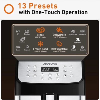 1700W Air Fryer Detachable Double Basket 5.8 QT 13-in-1 Presets LED Touchscreen Toaster Oven Healthy Cooking Kitchen Appliance - Image 4