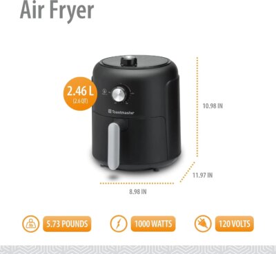 2.6L Air Fryer (2.75 quart), Black, TM-262AF - Image 3