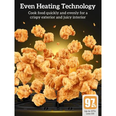 Air Fryer Oven 5.5Qt, 6 Presets Digital Display Compact Cooker,Space-saving, Nonstick & Dishwasher Safe Basket, Stainless Steel - Image 4