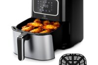 Air Fryer Oven 5.5Qt, 6 Presets Digital Display Compact Cooker,Space-saving, Nonstick & Dishwasher Safe Basket, Stainless Steel