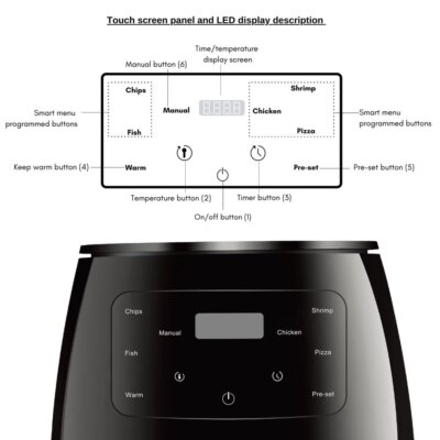 6L Air fryer Multi-functional intelligent touch screen oven Large capacity Electro mechanical  deep fryer for home  airfryer - Image 4