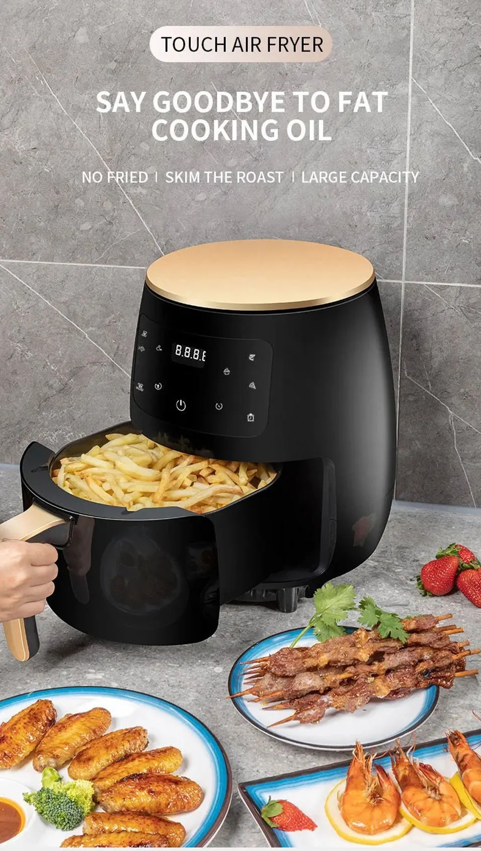 6L Air fryer Multi-functional intelligent touch screen oven Large capacity Electro mechanical deep fryer for home airfryer 6L Air fryer Multi-functional intelligent touch screen oven Large capacity Electro mechanical deep fryer for home airfryer