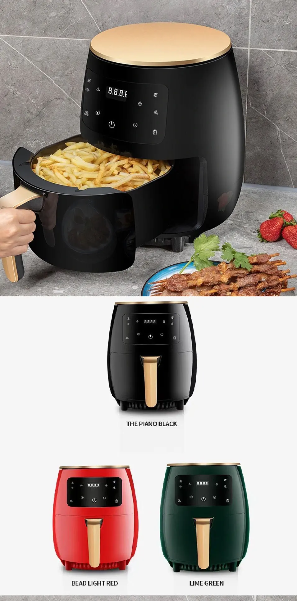 6L Air fryer Multi-functional intelligent touch screen oven Large capacity Electro mechanical deep fryer for home airfryer 6L Air fryer Multi-functional intelligent touch screen oven Large capacity Electro mechanical deep fryer for home airfryer