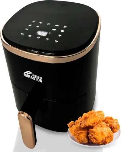 Compact Digital Touchscreen Air Fryer 3.6 Qt 9-in-1 Kitchen Appliance with Baking Pan 9 Presets for Home Use